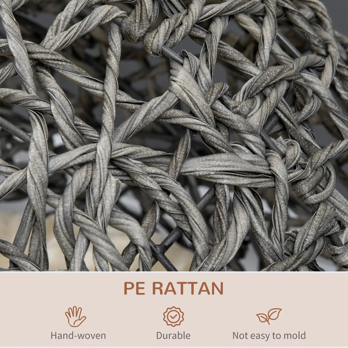 PawHut Rattan Elevated Cat House Kitten Basket Pet Bed w/ Cushion - Silver-Tone, Grey - Cat House