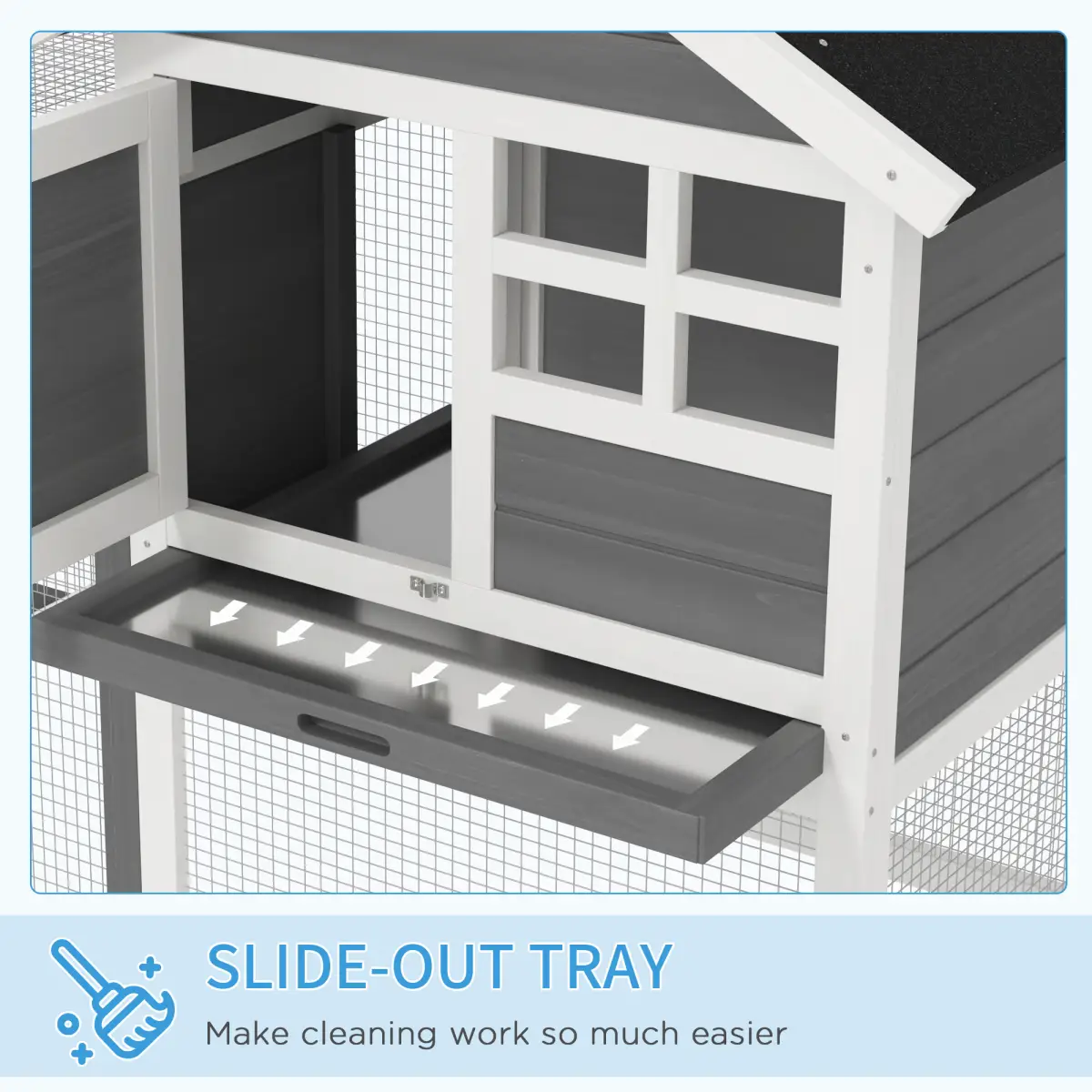Unbranded 122cm Wooden Rabbit Hutch Bunny Cage Pet House with Tray Ladder Run Pawhut - Rabbit Hutch