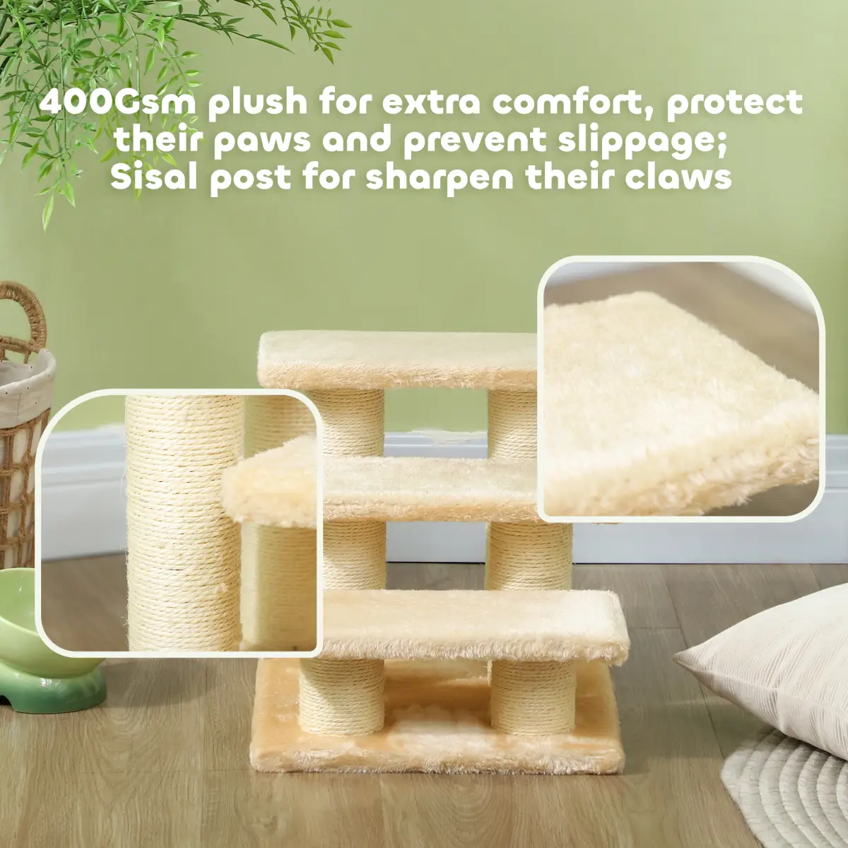 Pawhut Cat Steps Portable Pet Stairs Little Older Doggy Dog Assist Step Assistance Use - Cat Tree