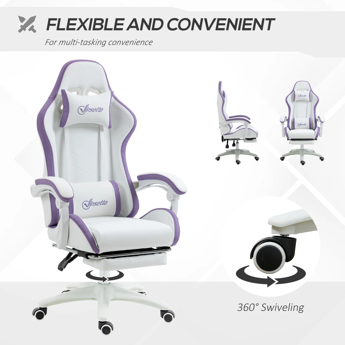 Vinsetto Vinsetto Racing Style Gaming Chair FullSize 135Degree Recline Footrest for Gamers - Office Chair