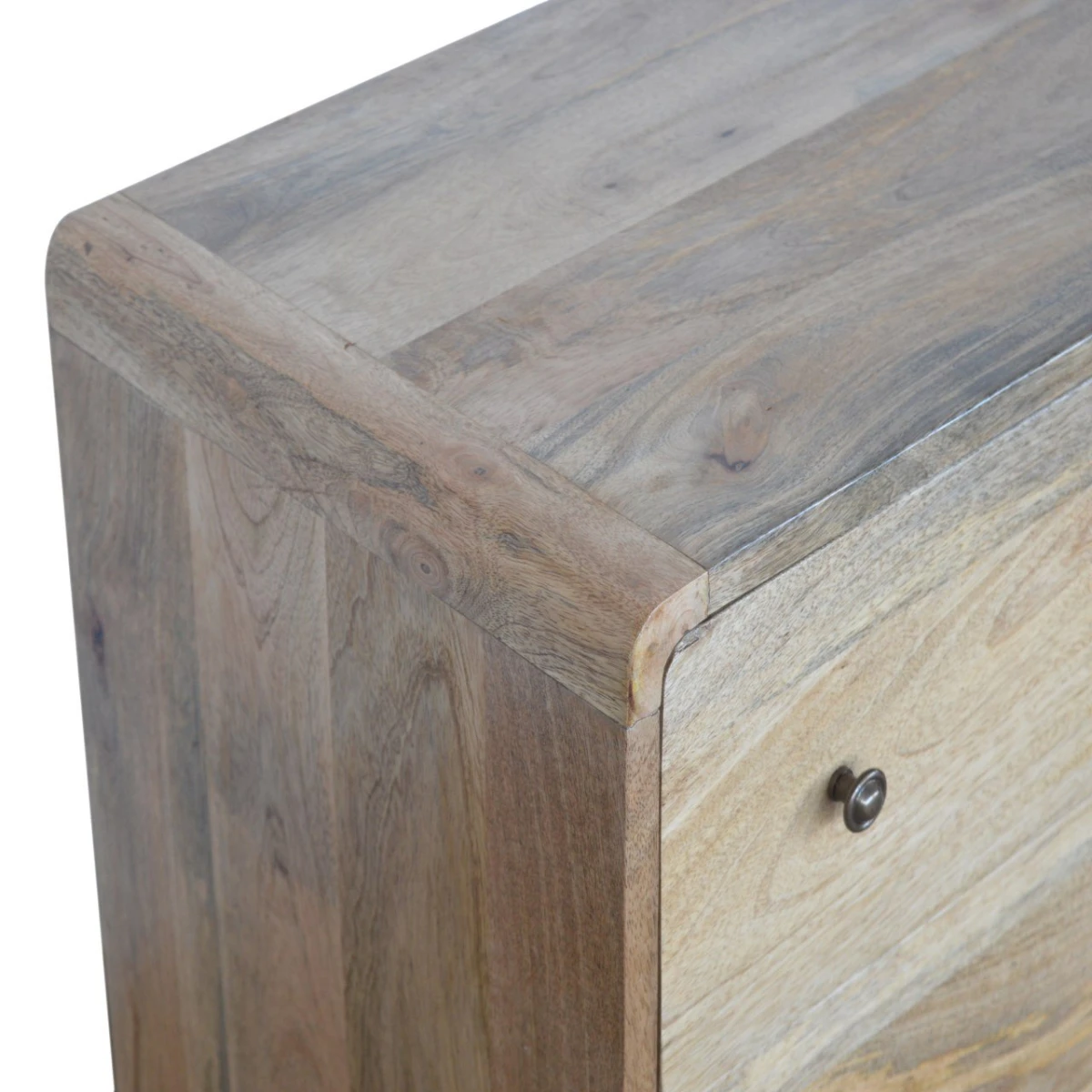Artisan Chest 4 Drawer Solid Mango Wood Curved Oakish Finish with Nordic Legs for Bedroom Storage by Artisan Furniture