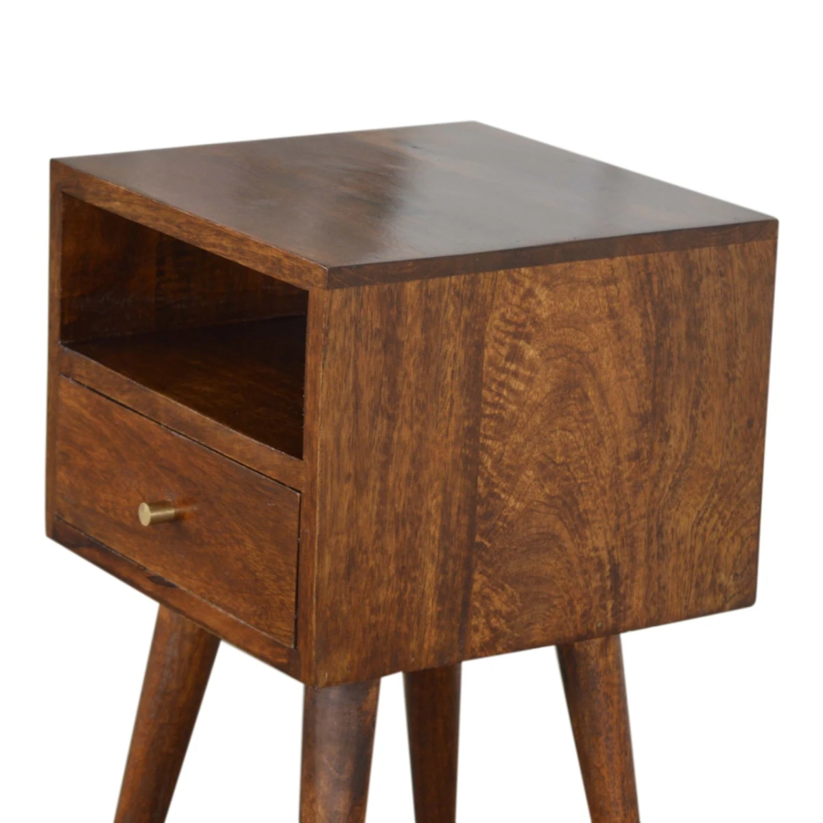 Artisan Furniture Nightstand Compact Solid Mango Wood Chestnut Finish Drawer And Shelf For Small Bedrooms by Artisan Furniture