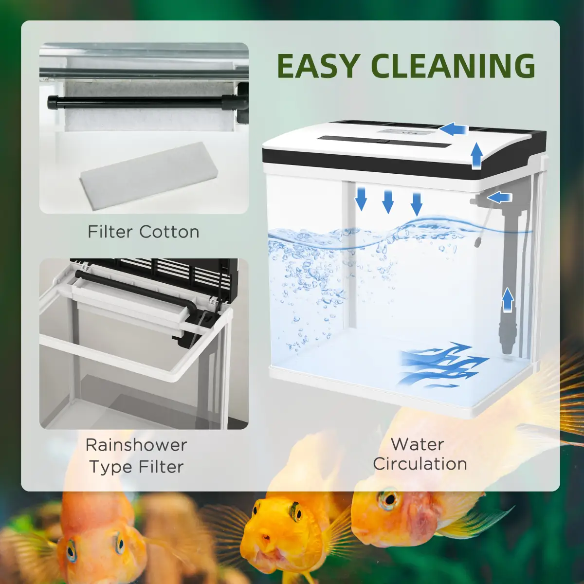 PawHut PawHut Aquarium 28L Glass Fish Tank w/ Filter, LED Lighting, Water Pump - Aquariums