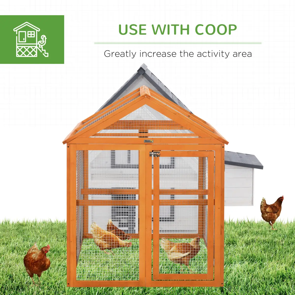 PawHut PawHut Chicken Run, Wooden Chicken Coop w/ Combinable Design - Orange - Chicken Coop
