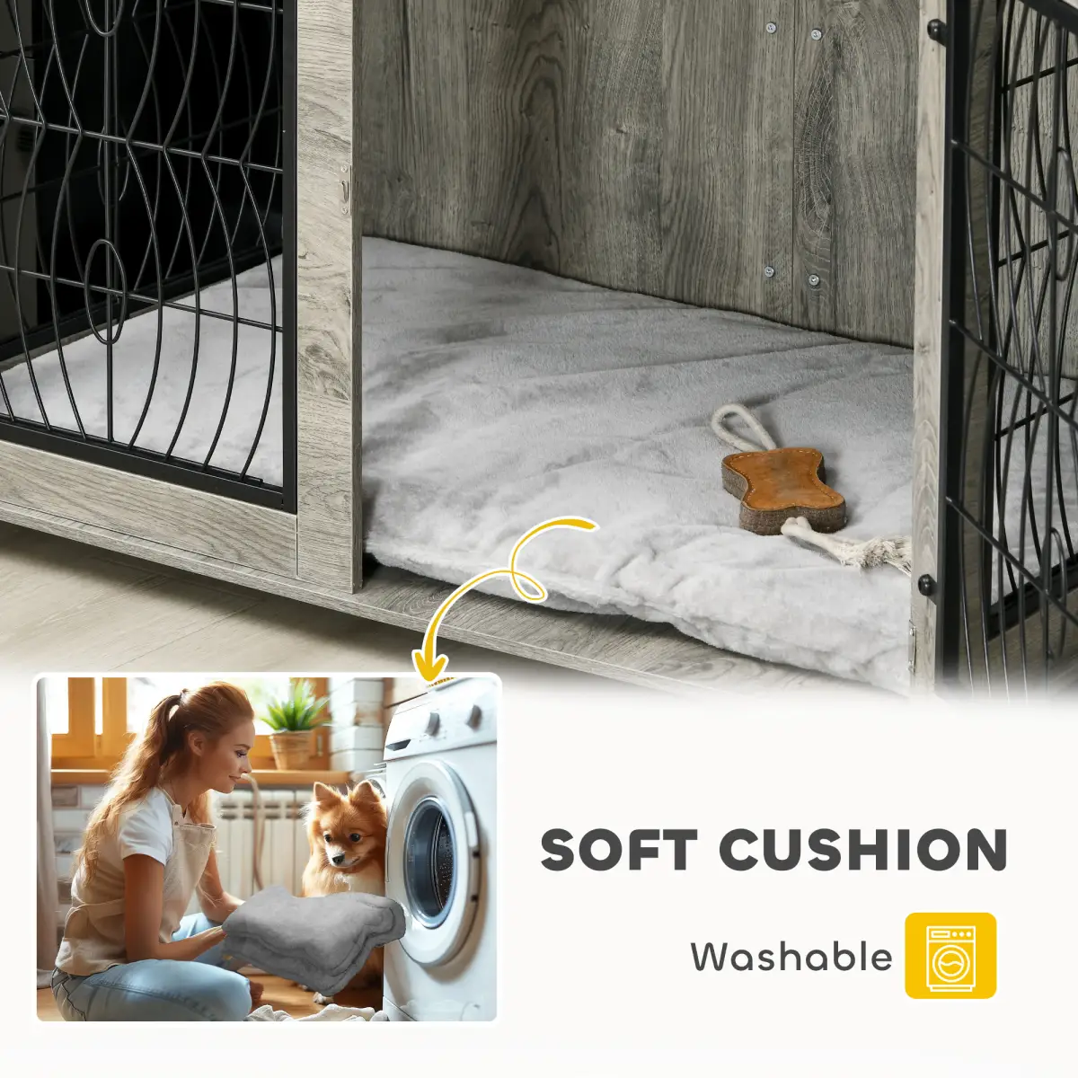 PawHut PawHut Dog Crate Furniture, 44.5" End Table for Extra Large Dogs w/ Cushion - Dog Crate