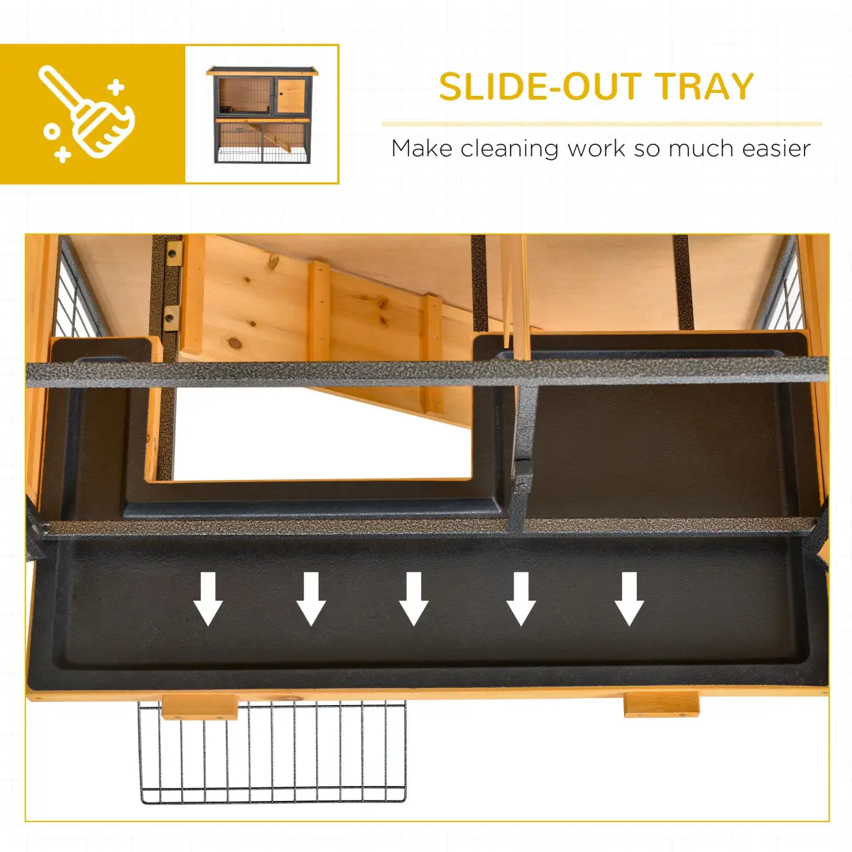 Unbranded Wood-metal Rabbit Hutch Elevated Pet House Outdoor 89.5 x 45 x 81cm Pawhut - Rabbit Hutch