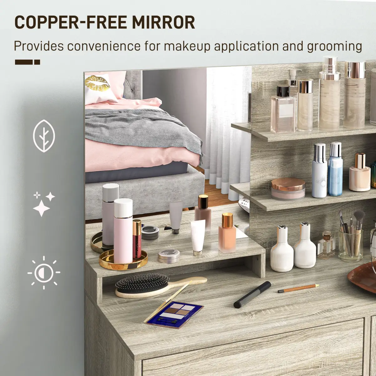 HOMCOM HOMCOM Dressing Table with Mirror and Stool, Makeup Desk for Bedroom - Desk