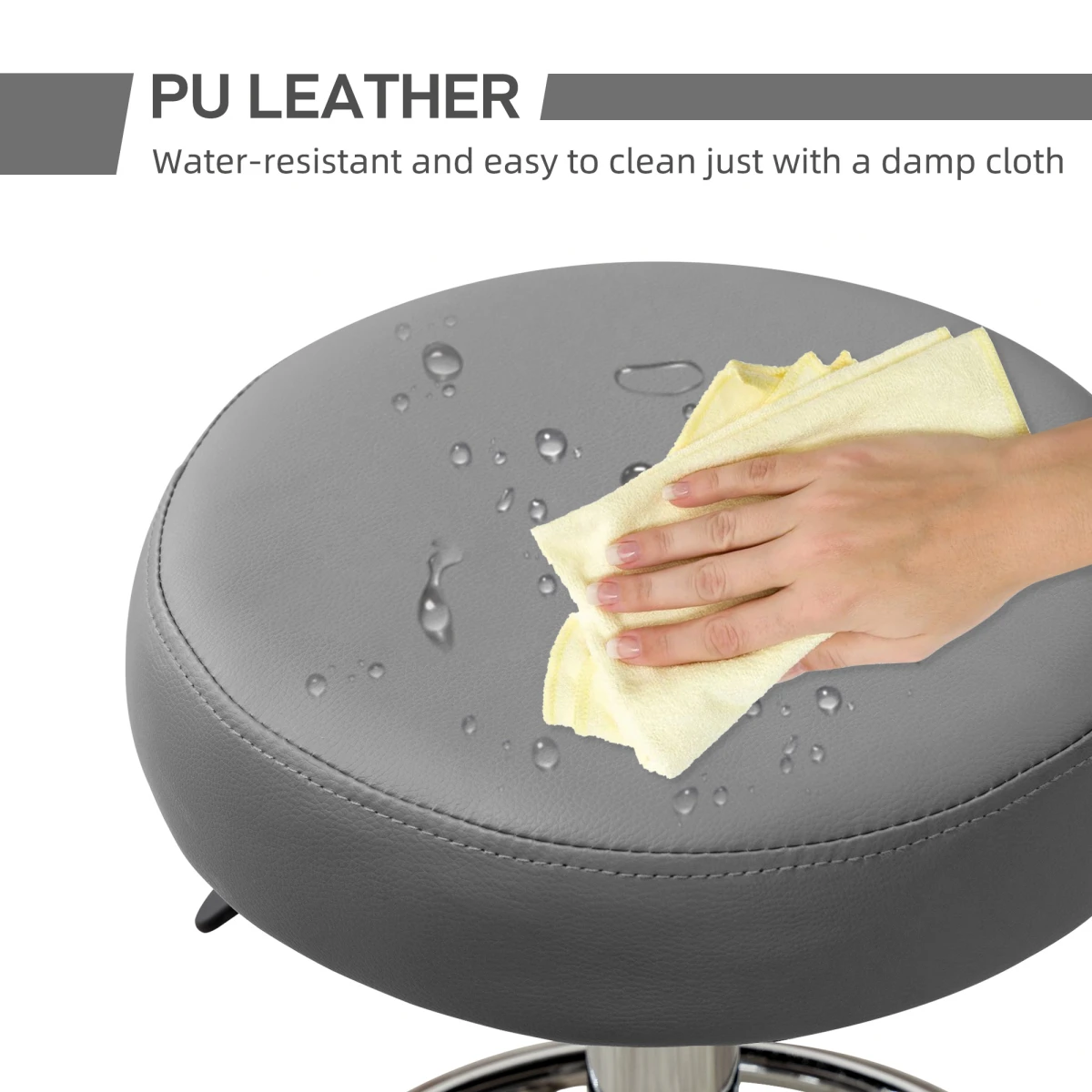 Vinsetto Vinsetto Stool Round PU Leather Adjustable Salon - Office Chair