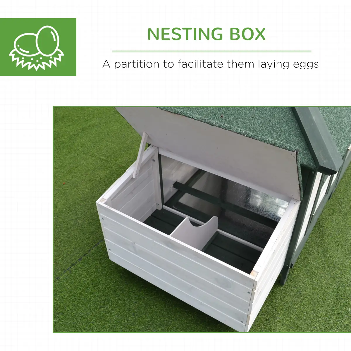 PawHut PawHut Chicken Coop Hen Poultry House w/ Nesting Box Outdoor Run Patio Wooden - Chicken Coop