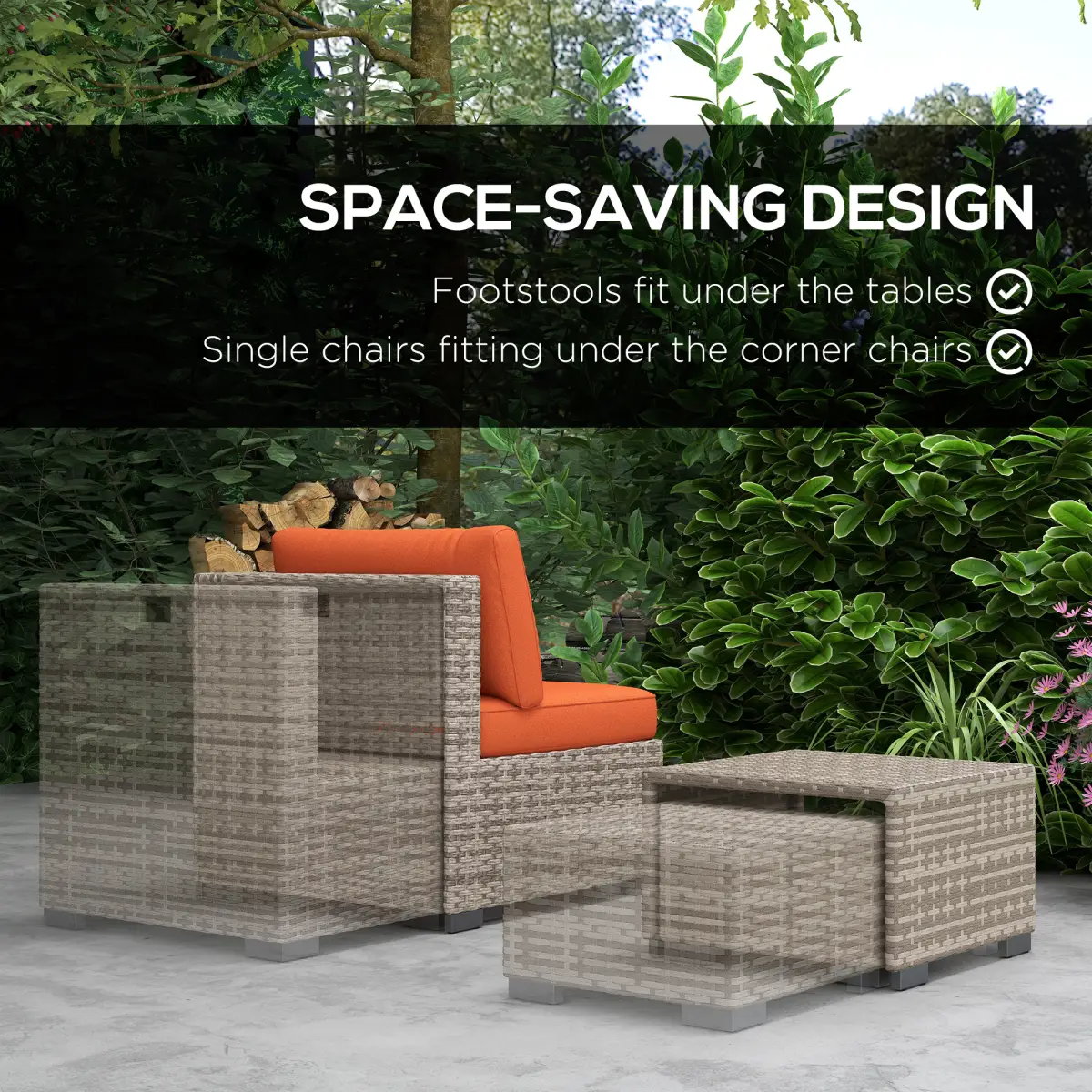 Outsunny Outsunny 8pc Outdoor Patio Furniture Set Weather Wicker Rattan Sofa Chair Orange - Garden Sofa Sets