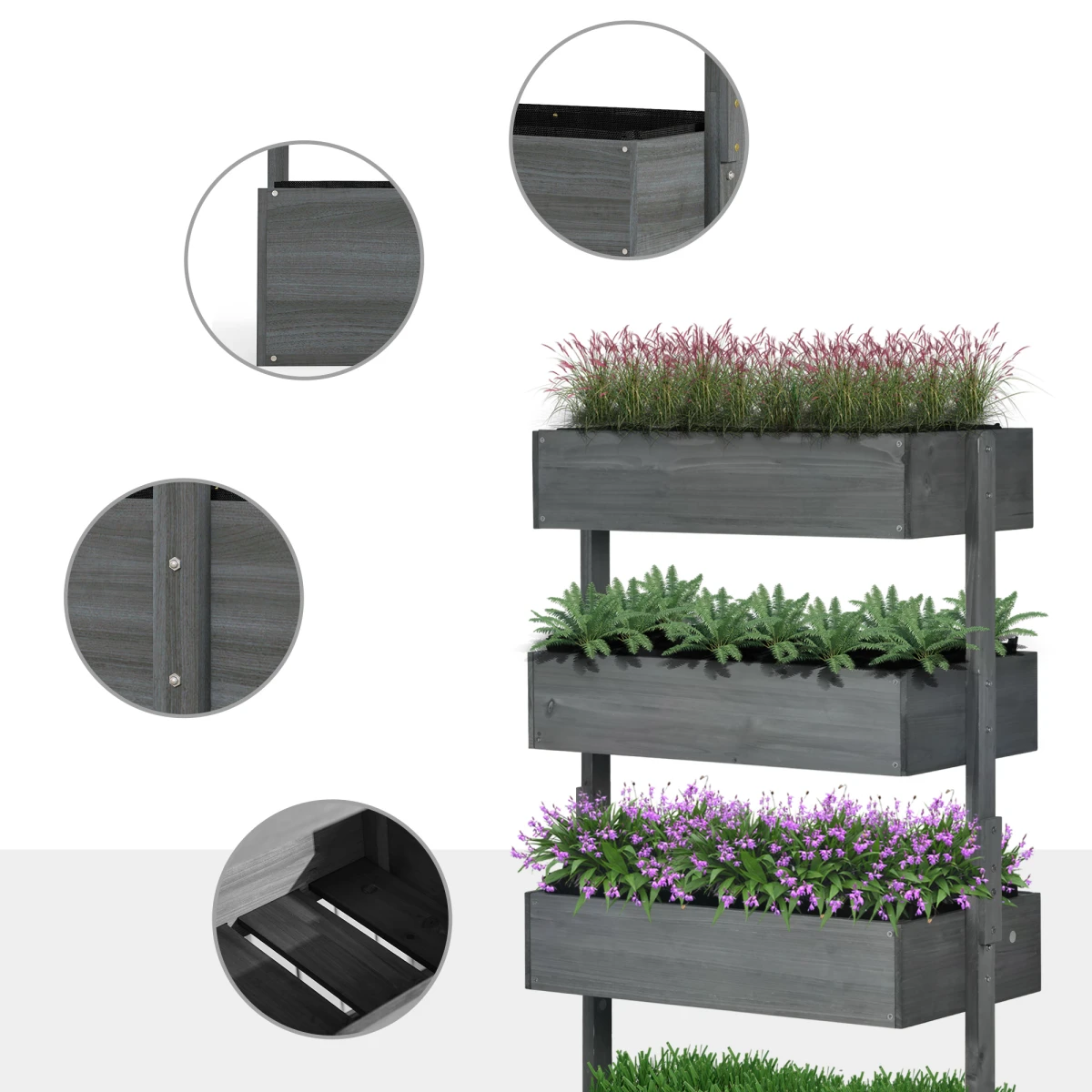 Galvanized Garden Planter Tower 4 Tier Breathable Outdoor by N/A
