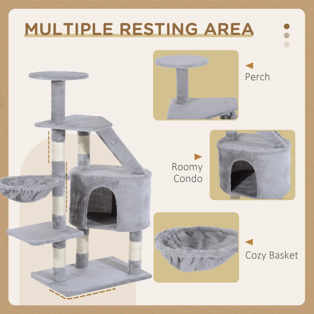 Unbranded Deluxe Cat Tree Climb Post Kitten Scratching Condo Furniture Activity Pawhut - Cat Tree
