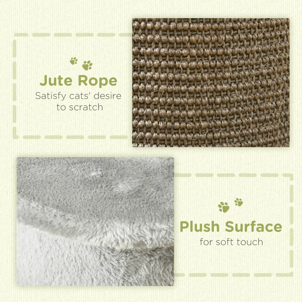 PawHut 58cm Corner Cat Scratching Post for Wall w/ Covered Plush, Sisal Rope, Toy Balls - Cat Tree