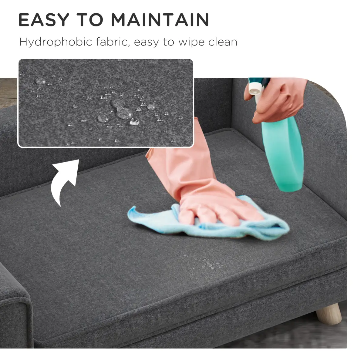PawHut PawHut Elevated Dog Sofa Bed with Cushion for Medium and Small Dogs, Grey - Dog Beds