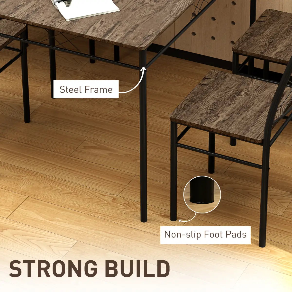 HOMCOM HOMCOM 5 Piece Dining Table and Chairs Set, Space Saving, Oak - Dining Set