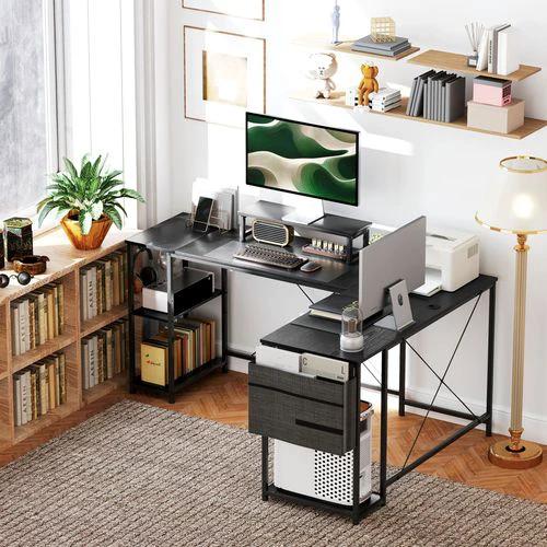 HOMCOM 168cm Reversible L Shaped Desk, 240cm Two Person Desk by HOMCOM