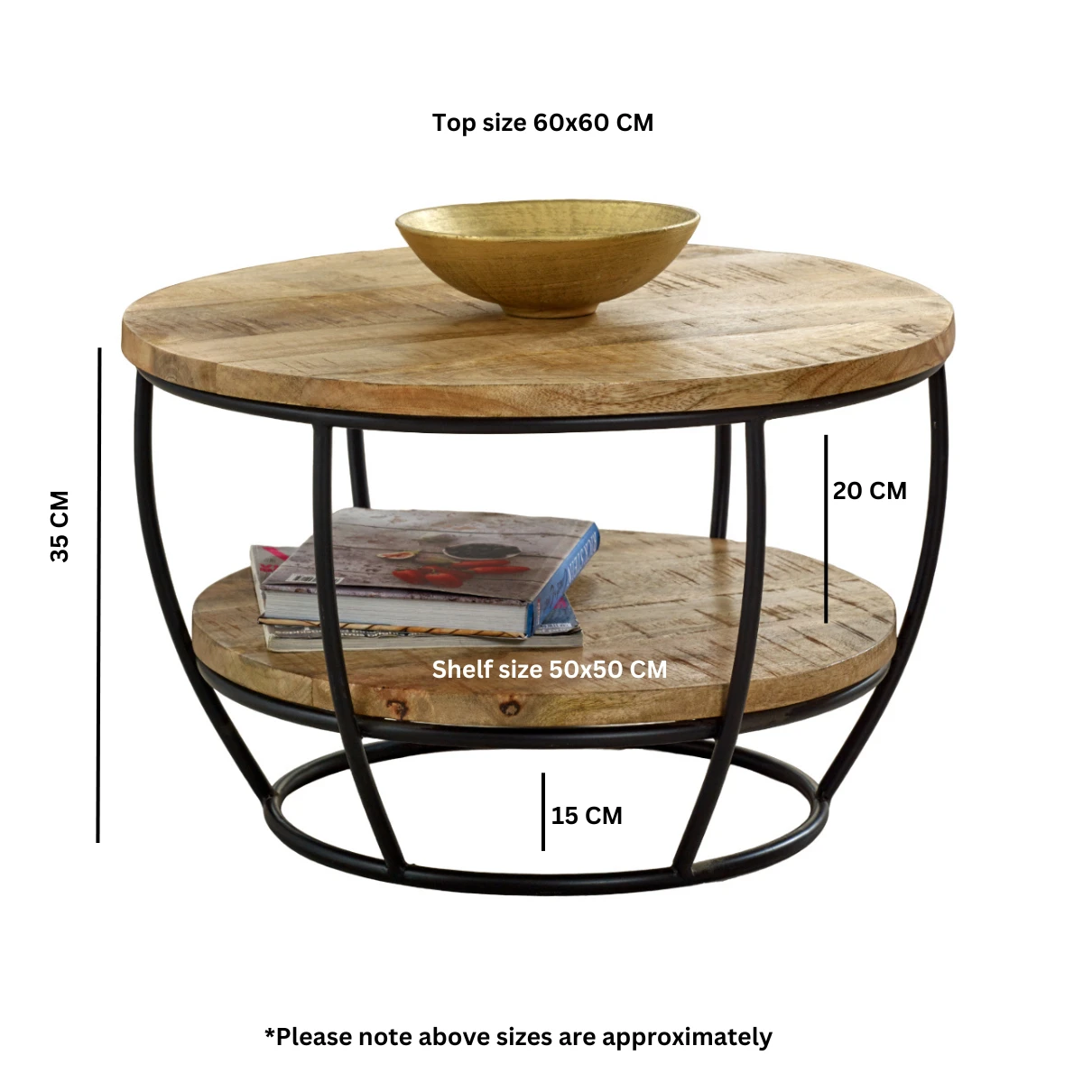 Surrey Round Coffee Table With Shelf Living Room by Indian Hub