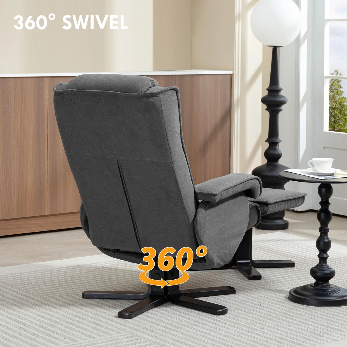 HOMCOM Velvet Recliner Medium Footstool 135 Degree Home by HOMCOM