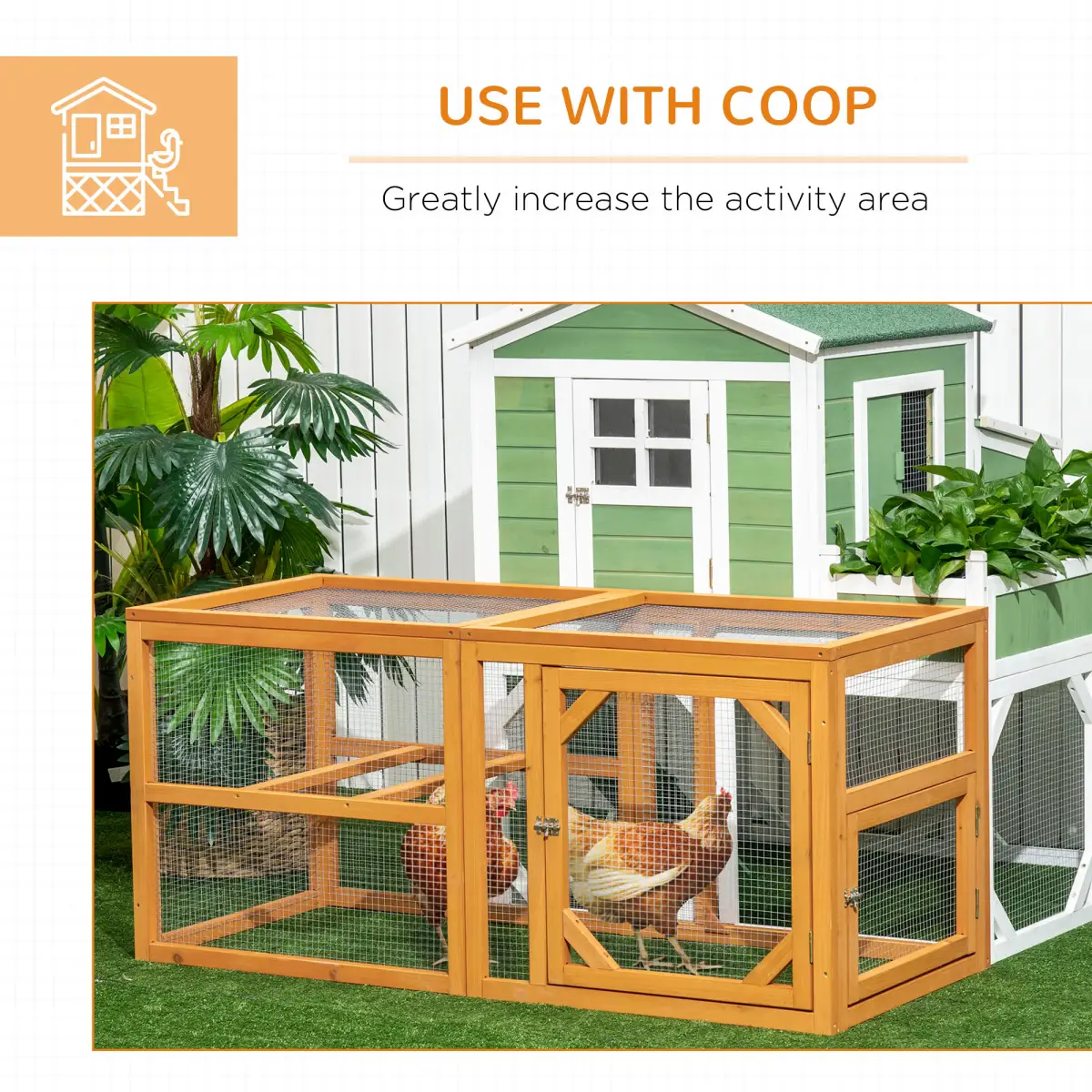 PawHut PawHut Wooden Chicken Coop w/ Perches, Doors, for 2-4 Chickens - Chicken Coop
