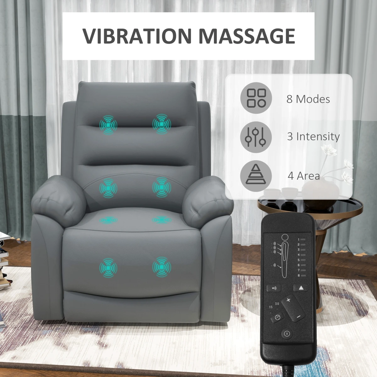 HOMCOM Power Lift Recliner Chair Standard Size Remote Control 135 Degree Recline For Living Room Grey by HOMCOM