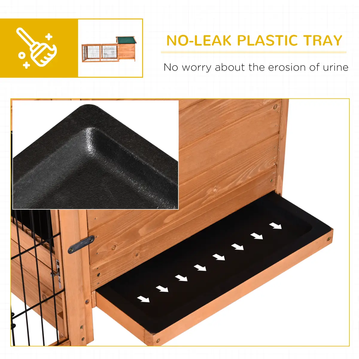 PawHut Wooden Rabbit Hutch Detachable Pet House with Openable Run & Roof - Rabbit Hutch