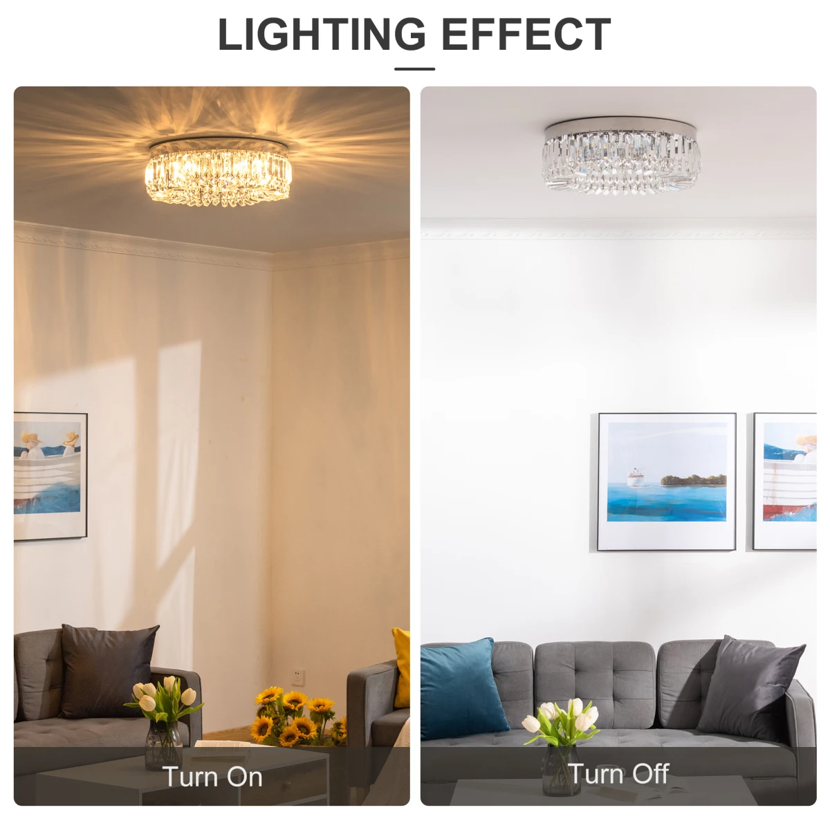 Crystal Ceiling Light 8 Bulbs Beads Home by HOMCOM