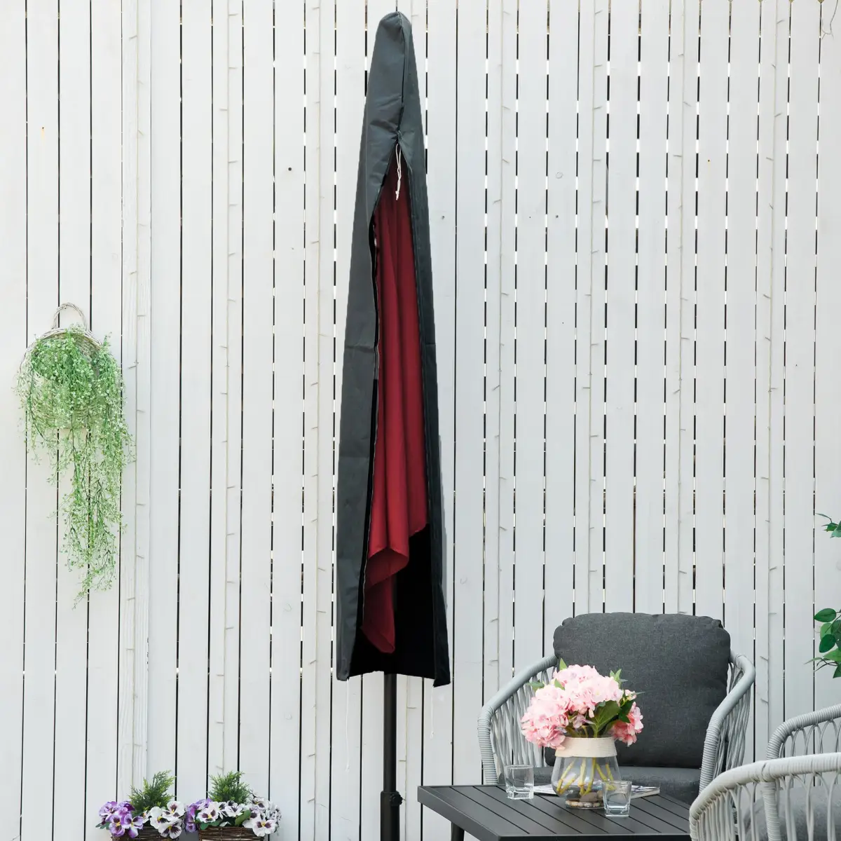Outsunny Outsunny Parasol Cover, Patio Cantilever Cover, Banana Umbrella Protector Grey - Parasol