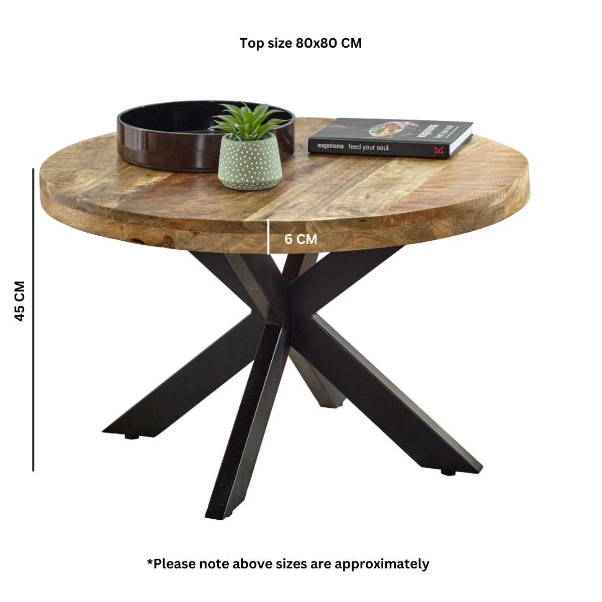 Indian Hub Surrey Mango Wood Coffee Table Metal Spider Legs - Coffee Table
