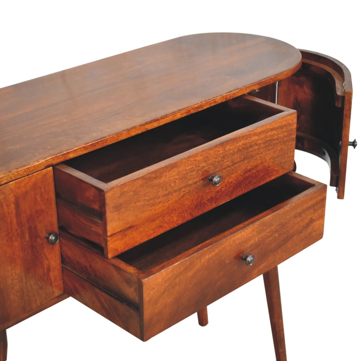 Artisan Solid Wood Grove Chestnut Console Table Slim Profile 2 Drawers 2 Cabinets Entryway by Artisan Furniture