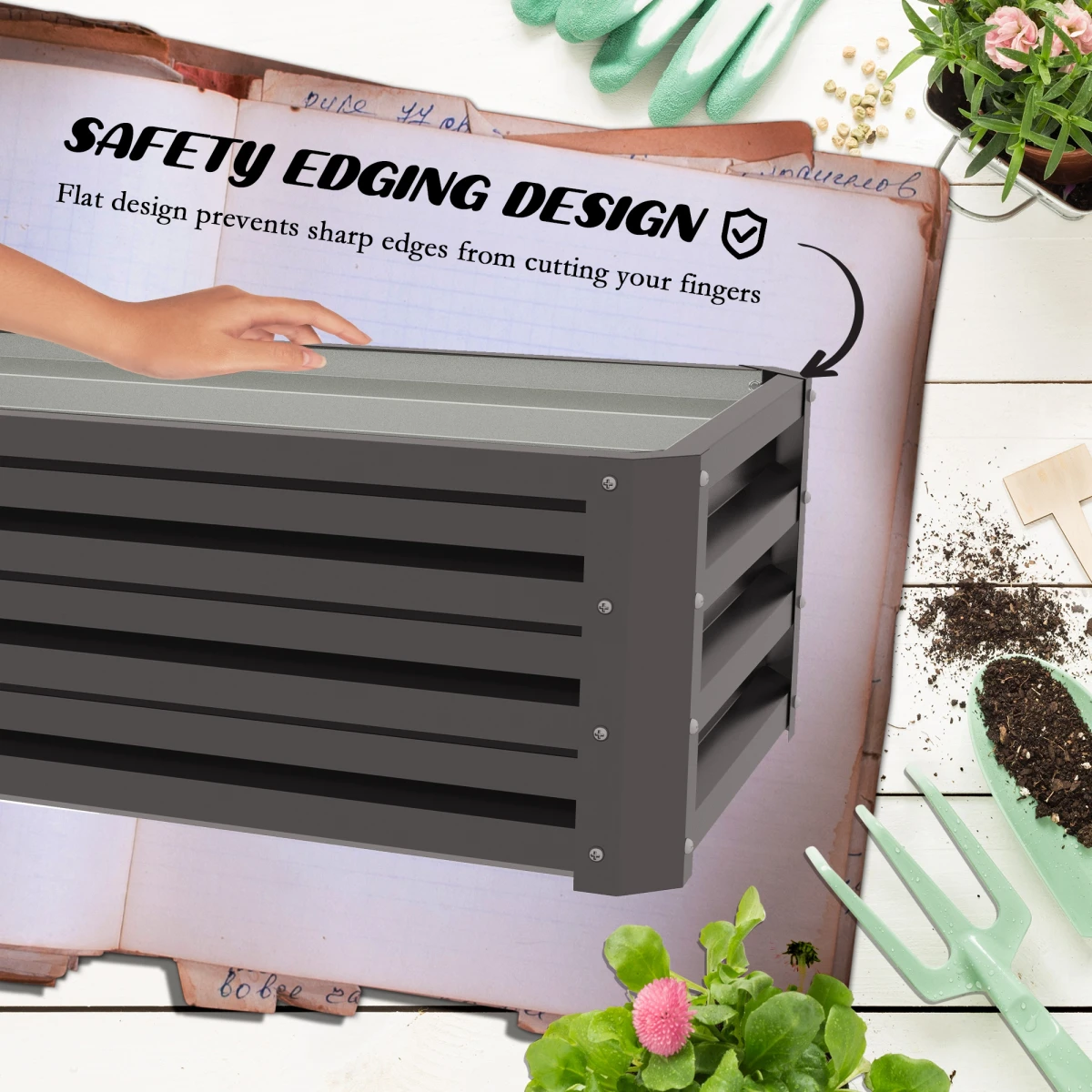 Outsunny Outsunny Planter Box Two Pack Galvanised Steel Patio - Planters