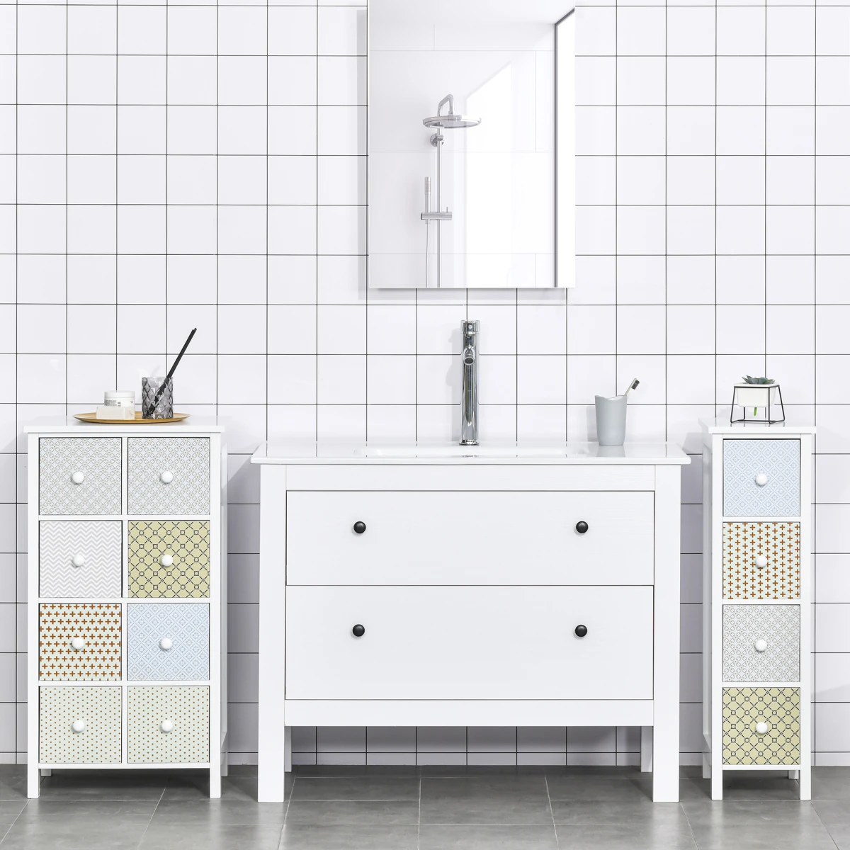 Homcom HOMCOM Drawer Cabinet 4 Drawer Patterned Bedroom - Chest of Drawers