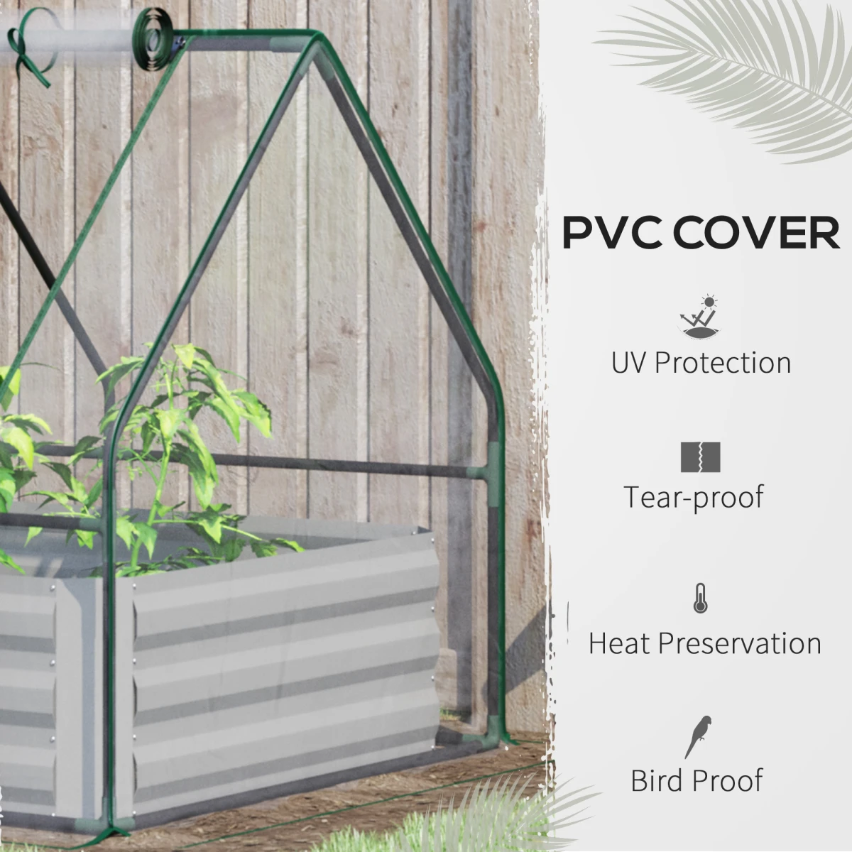 Premium Steel Raised Garden Box Dual Use Greenhouse Kit by Outsunny