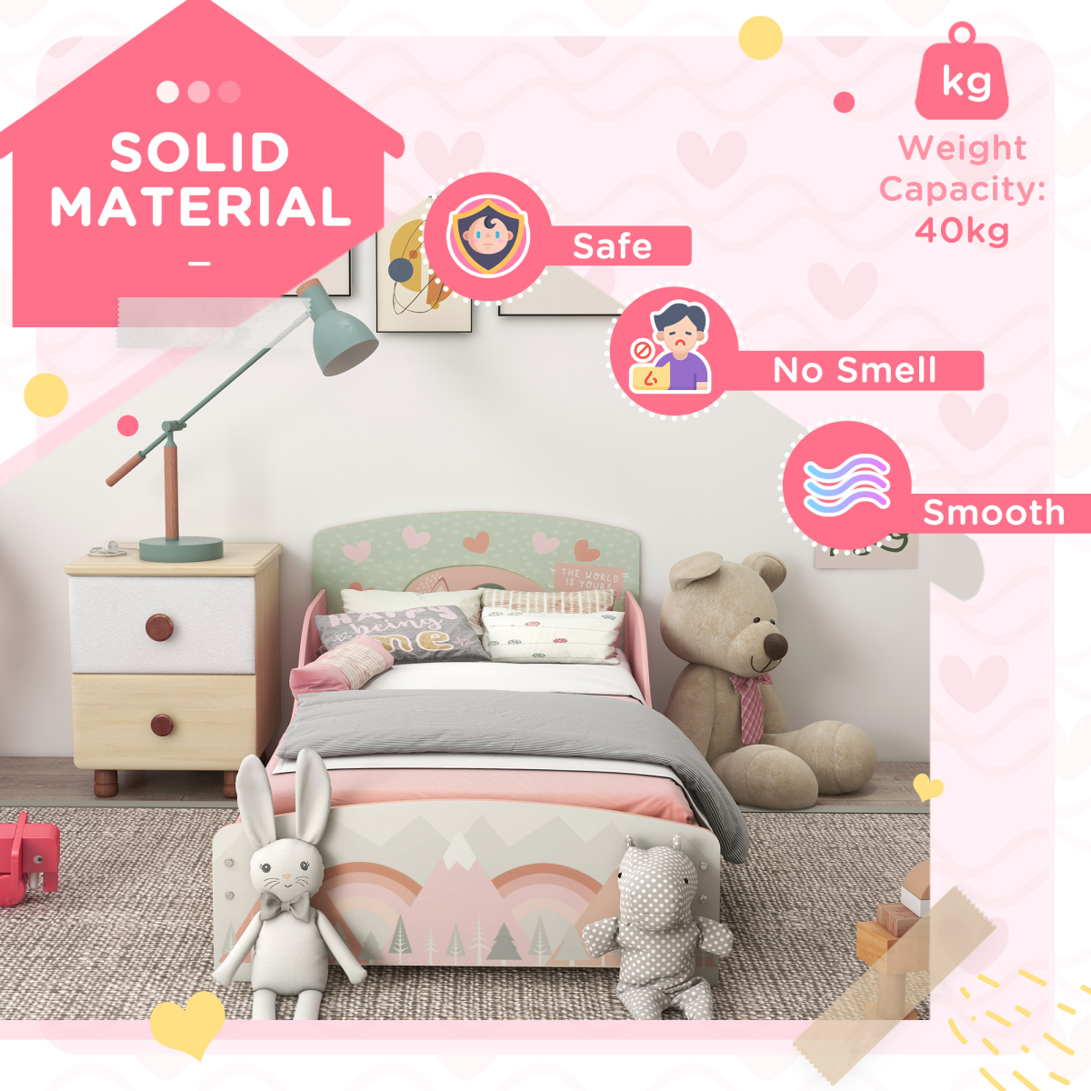 ZONEKIZ Toddler Bed Frame, Kids Bedroom Furniture for Ages 3-6 Years, Pink - from ZONEKIZ
