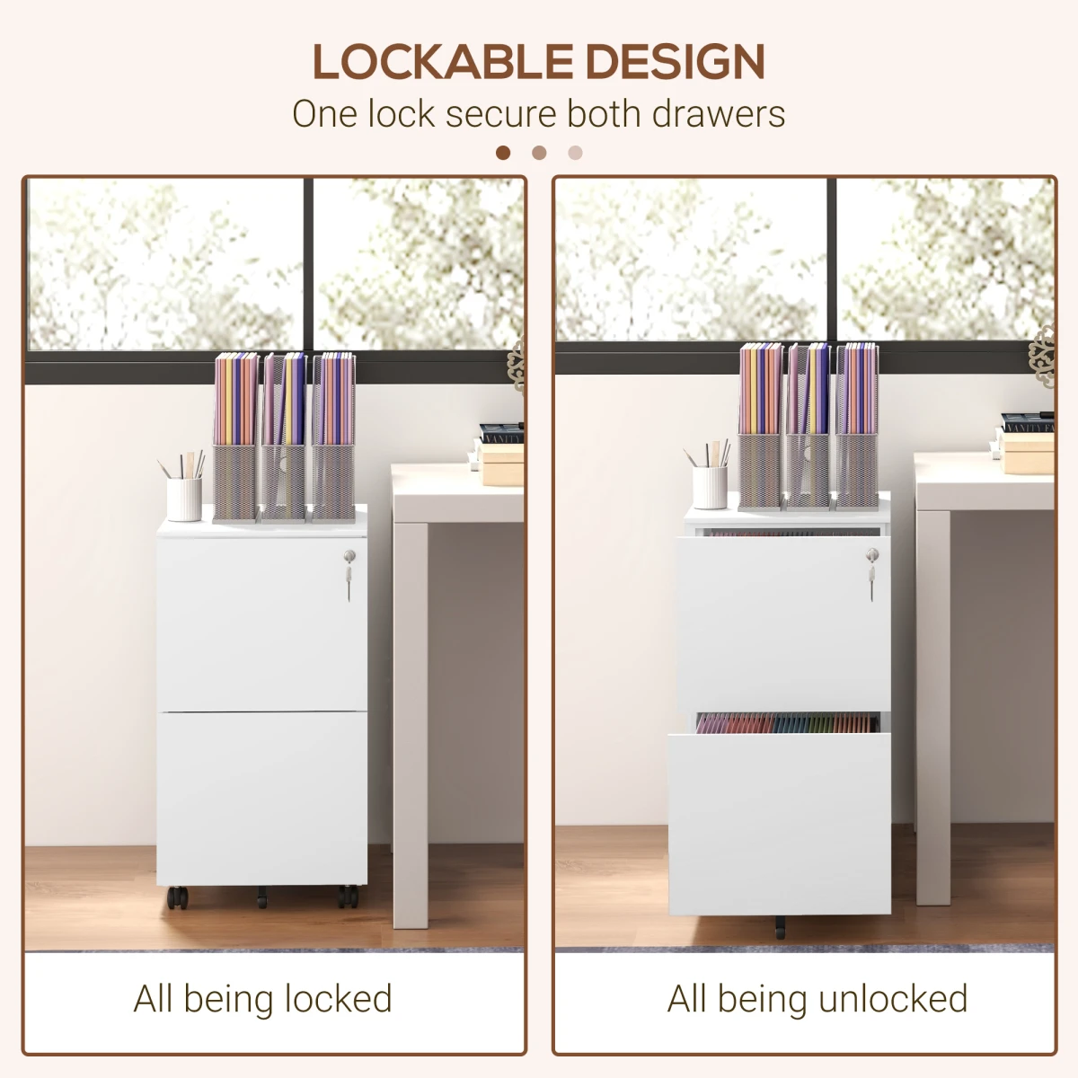 Vinsetto Vinsetto File Cabinet Lock Letter A4 Legal Office - Filing Cabinet