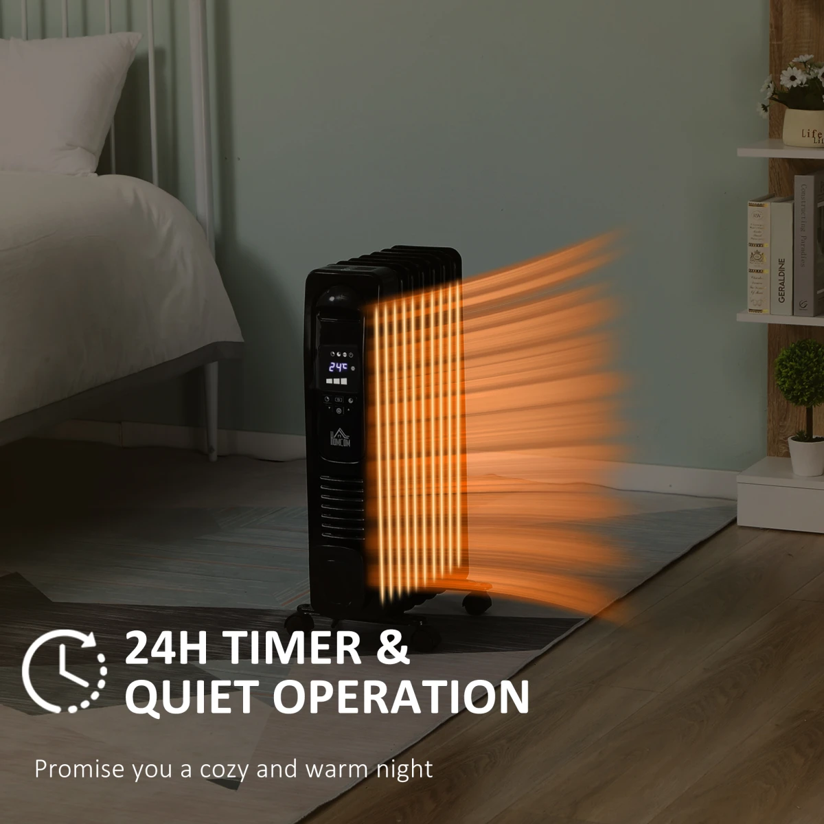 HOMCOM Hamcom Oil Filled Radiator Tall LED Display Home - Radiator