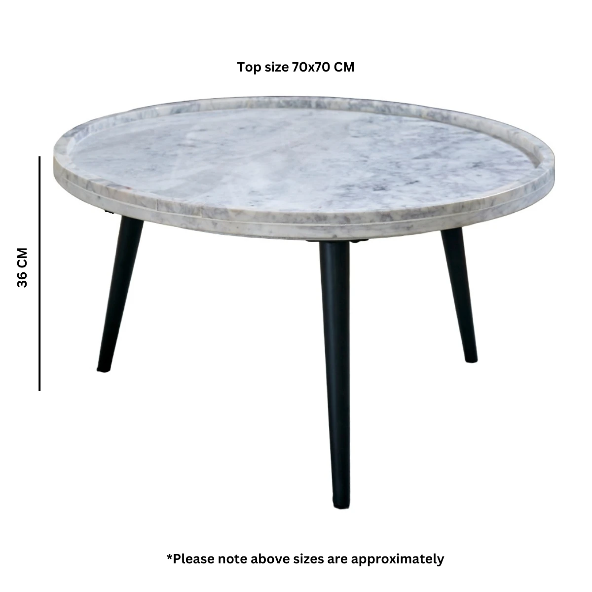 Opal Marble Coffee Table Round With Black Metal Legs Handmade in India Eco Friendly Home Decor by Indian Hub