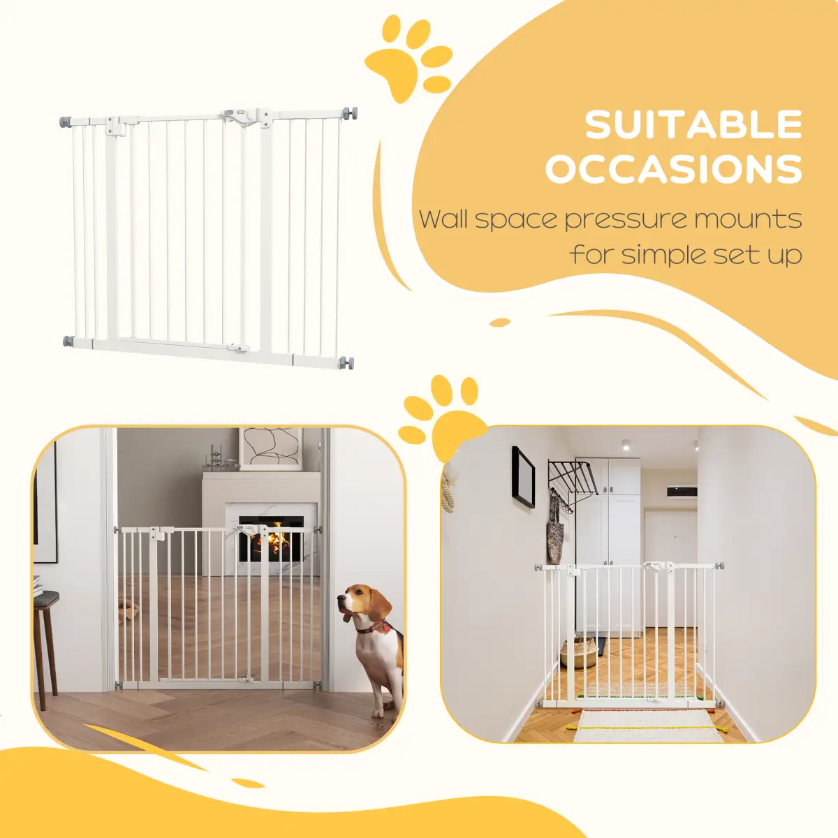 PawHut PawHut Adjustable Safety Gate w/ 2 Extensions and Four Adjustable Screws, White - Pet Gate