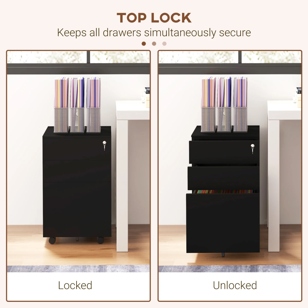 Vinsetto Vinsetto File Cabinet Compact Locking Home Office - Filing Cabinet