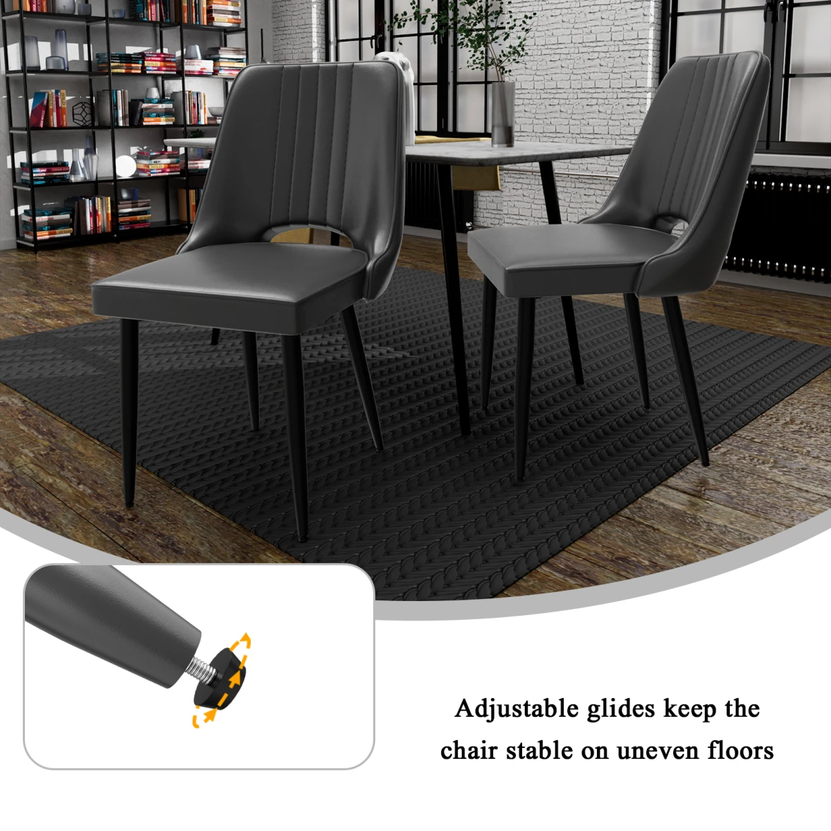 Premium Dining Chair Cutout Back Faux Leather by N/A