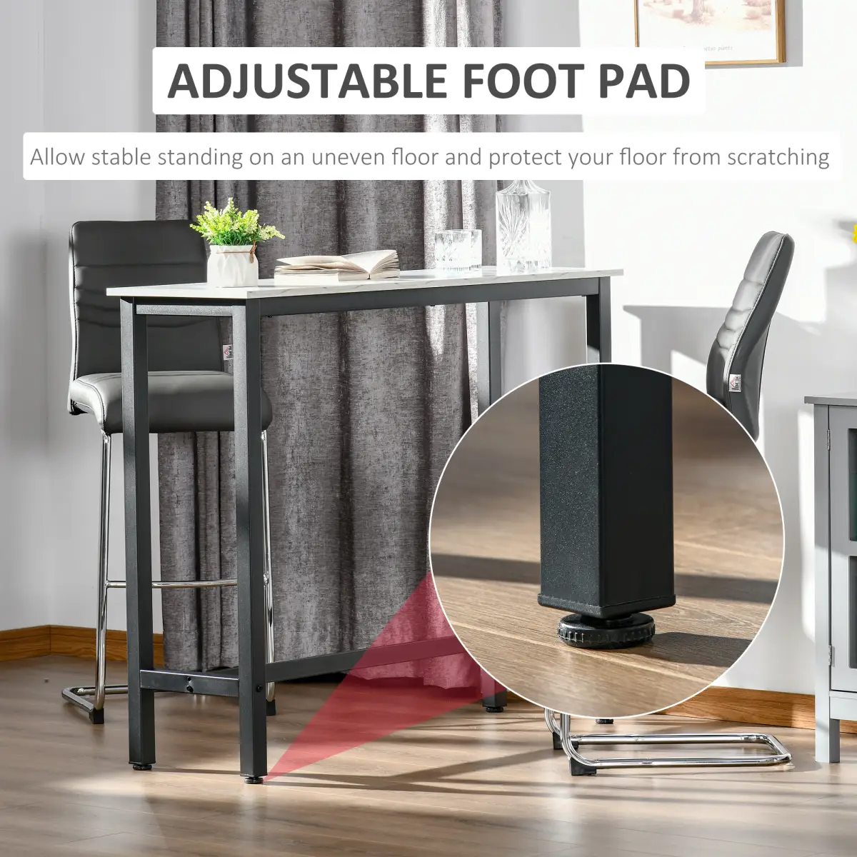 Unbranded Bar Table Breakfast Dining Coffee Table w/ Adjustable Footpads White & Black - Dining Table