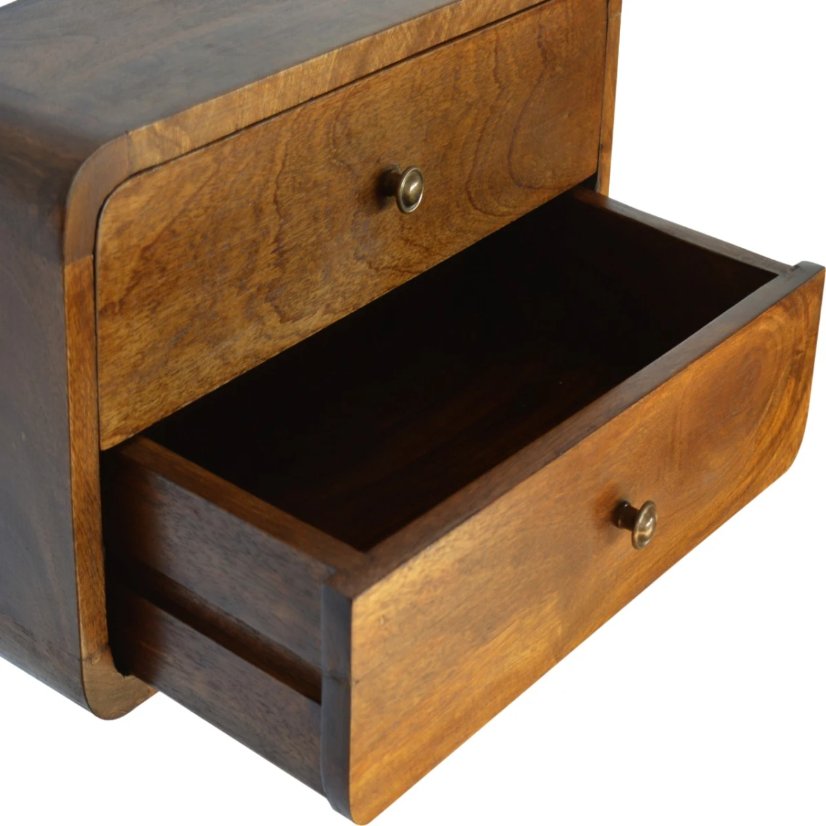Artisan Bedside Curved Chestnut 2-Drawer WallMount by Artisan Furniture