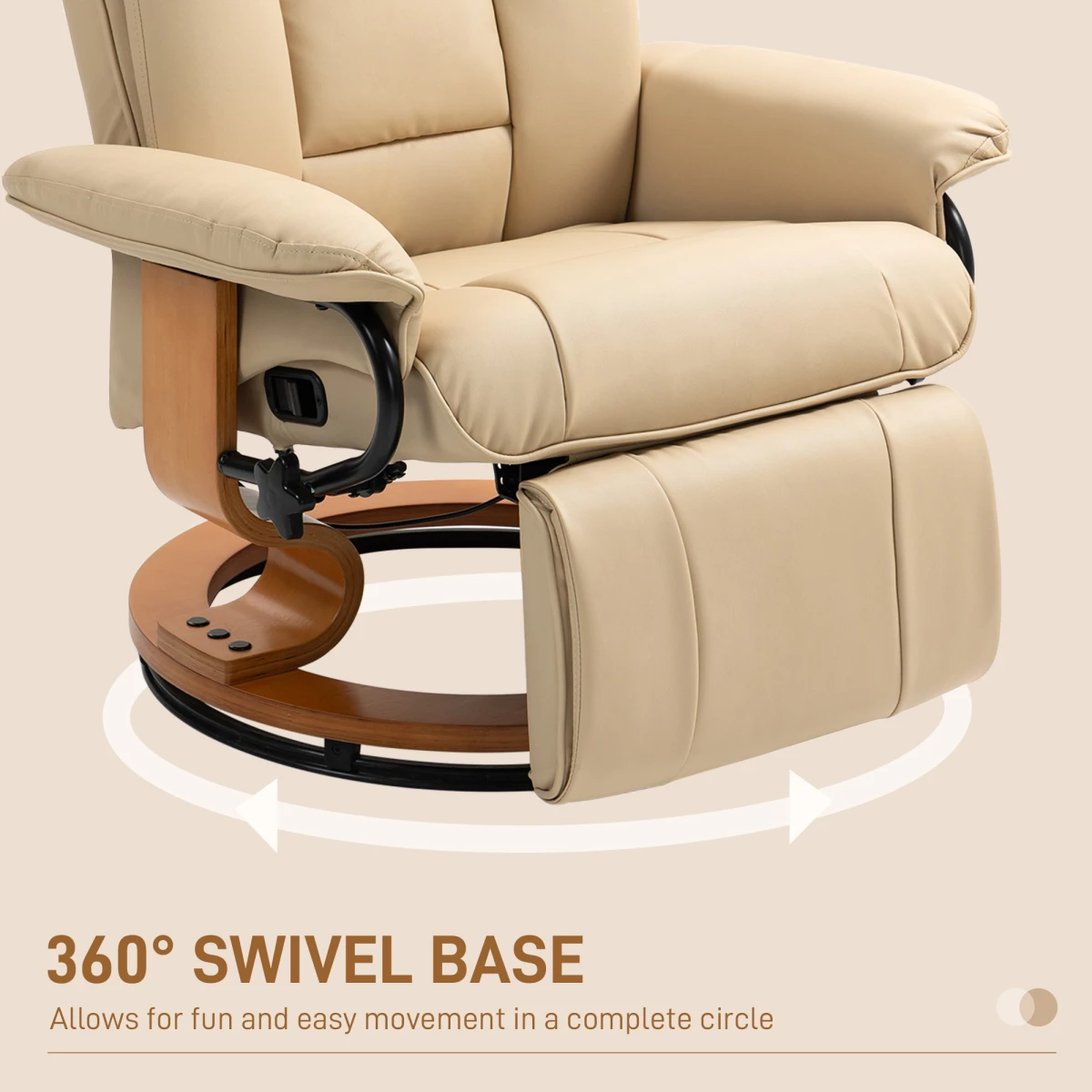 HOMCOM PU Leather Reclining Armchair For Living Room Beige by HOMCOM