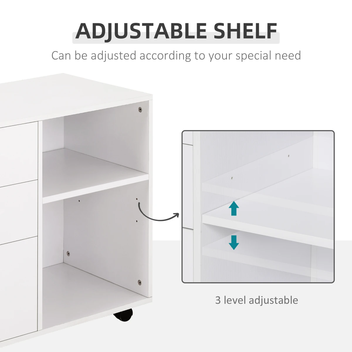 White Freestanding Cabinet 3-Drawer 2-Shelf - Office Storage