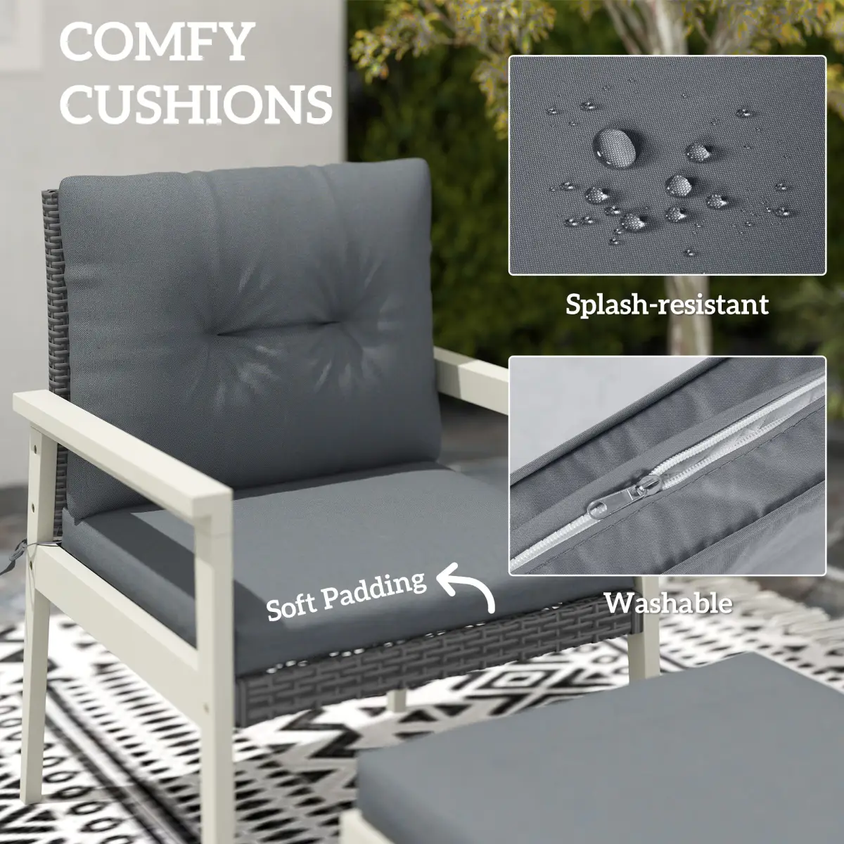 Outsunny Outsunny 5 Pieces Rattan Patio set with Acacia Wood Top Coffee Table - Garden Set