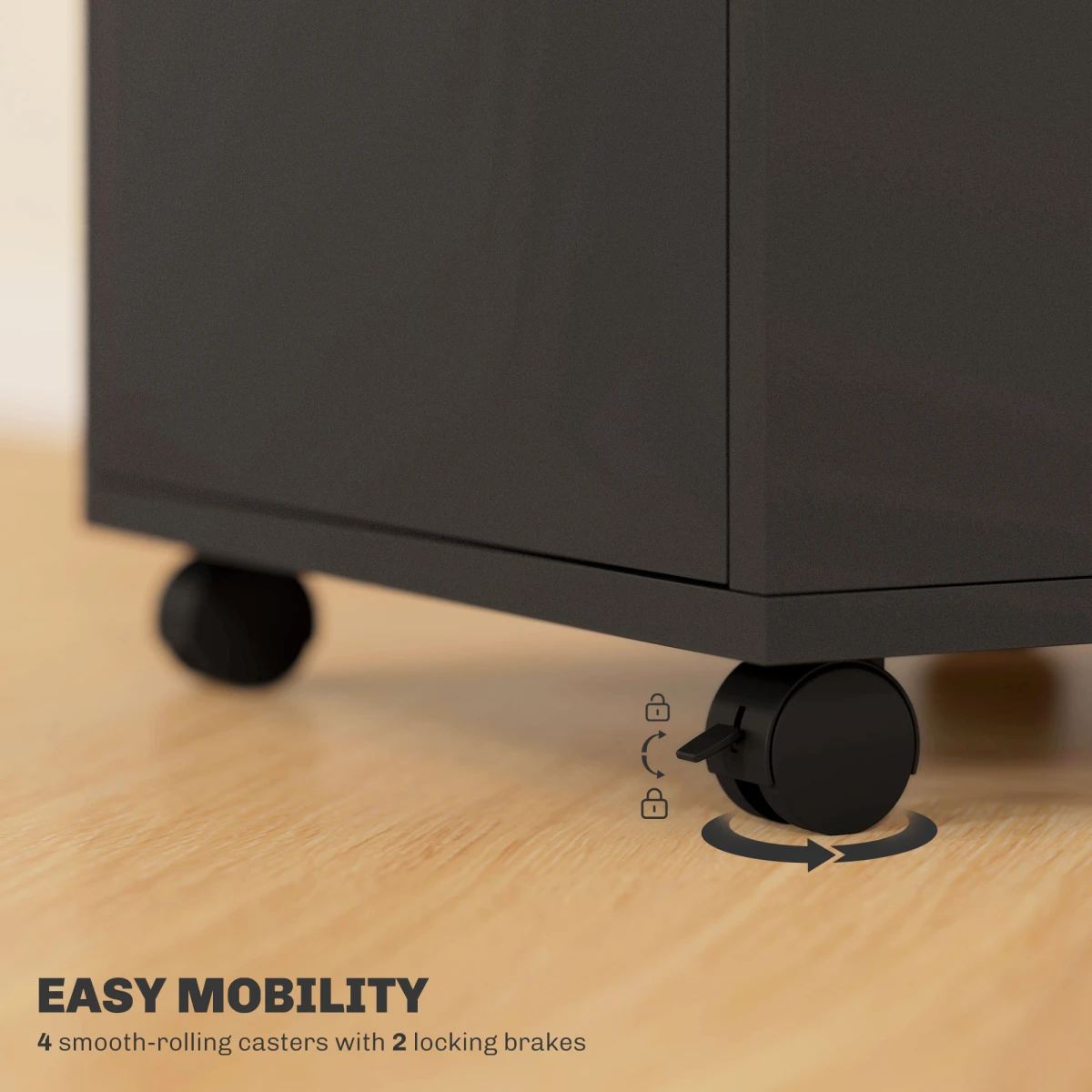 HOMCOM Storage Cabinet 60cm With Drawers And Open Shelf On Wheels For Home Office by HOMCOM
