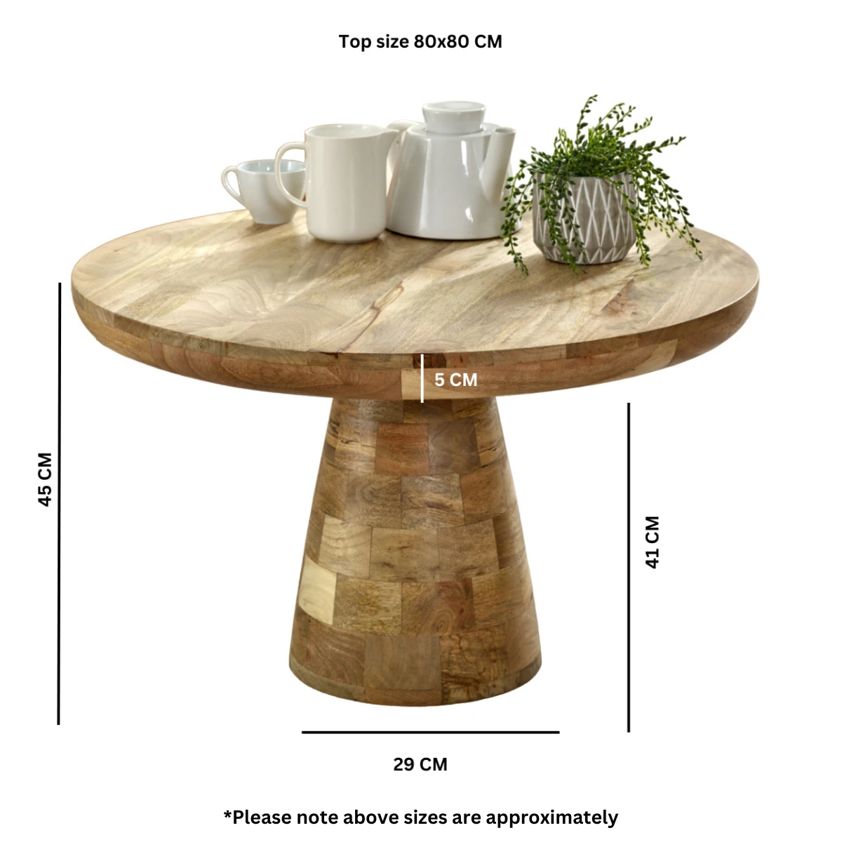 Indian Hub Surrey Mango Wood Round Table Eco Handmade Decor - Coffee Table