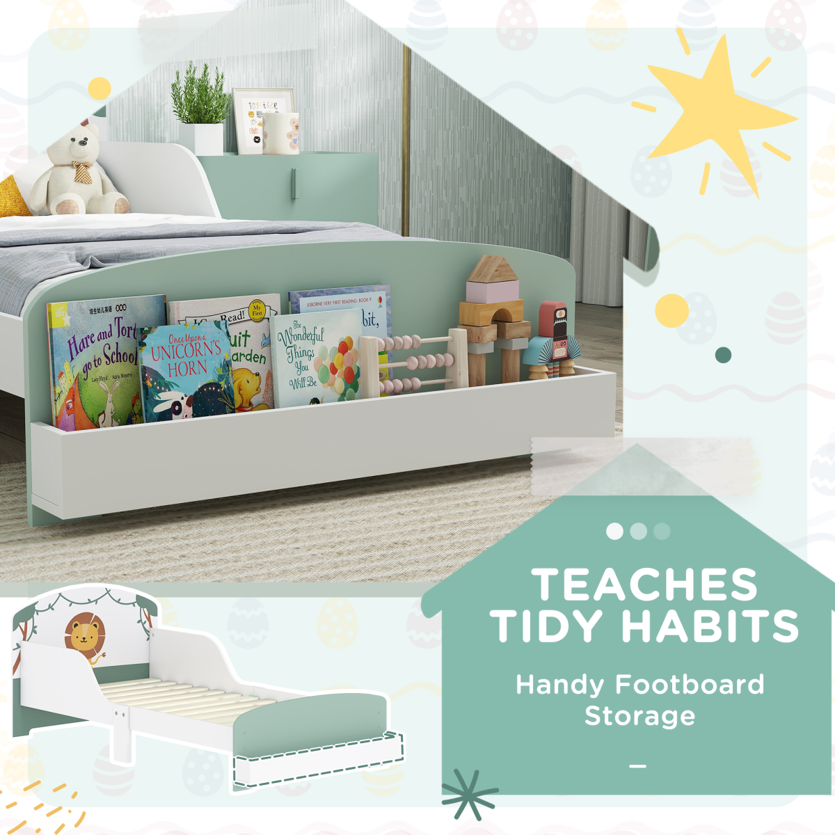 AIYAPLAY Toddler Bed, Lion-Themed Kids Bed Frame with Storage - from AIYAPLAY