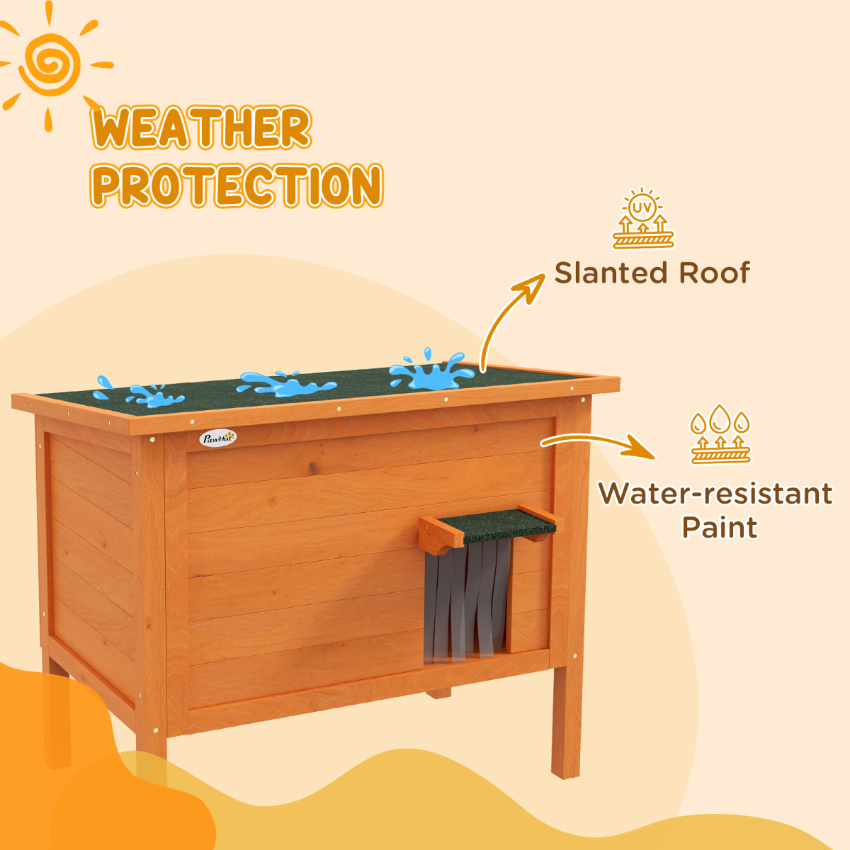PawHut PawHut Outdoor Feral Cat House Insulated w/ Openable Roof - Orange - Cat House