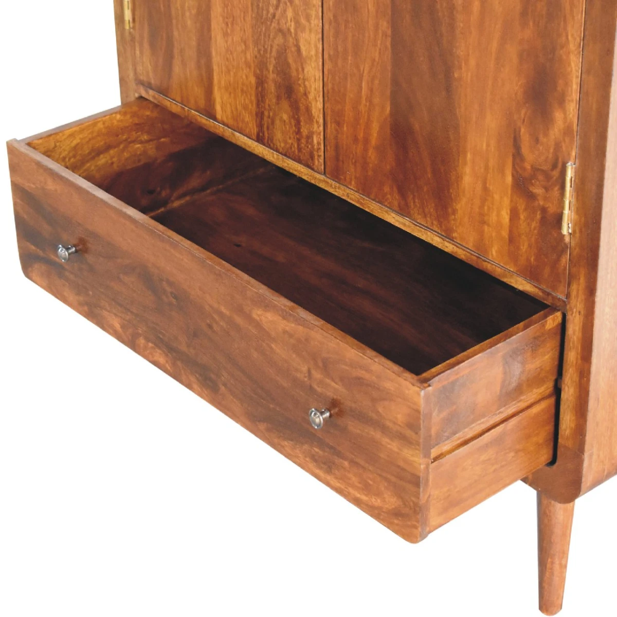 Artisan Furniture Solid Wood Curved Chestnut Wardrobe, Light Brown, 2 Doors and 1 Drawer by Artisan Furniture