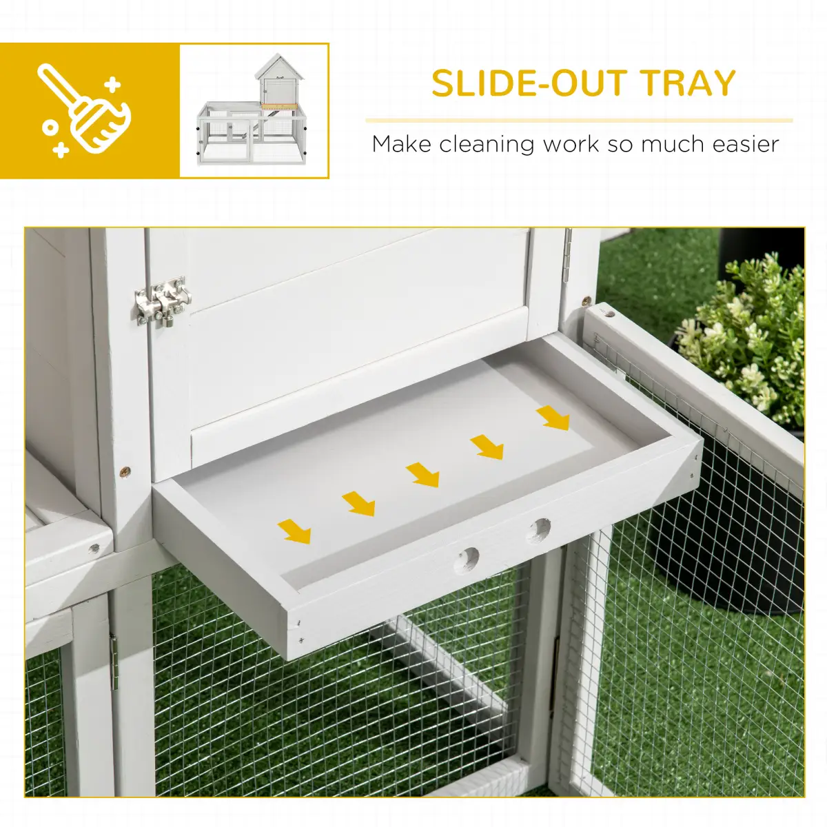 PawHut PawHut Rabbit Hutch Guinea Pig Cage w/ Slide-Out Tray, Fenced Area - Rabbit Hutch